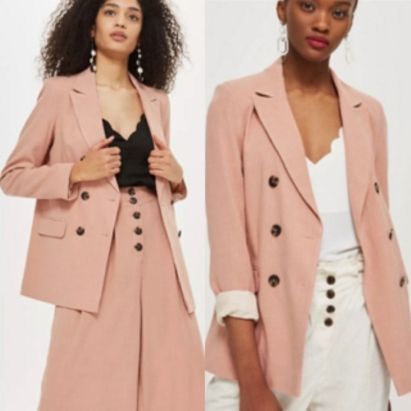 Topshop Jackets & Blazers - Topshop Pink Linen Blend Blazer in US 4